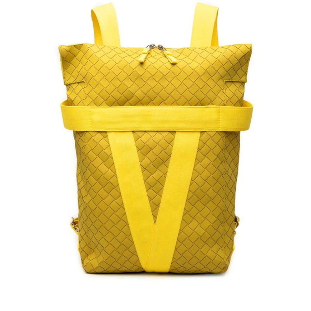 Bottega Veneta Intrecciato New Rubber Backpack, Yellow Leather, Women's.